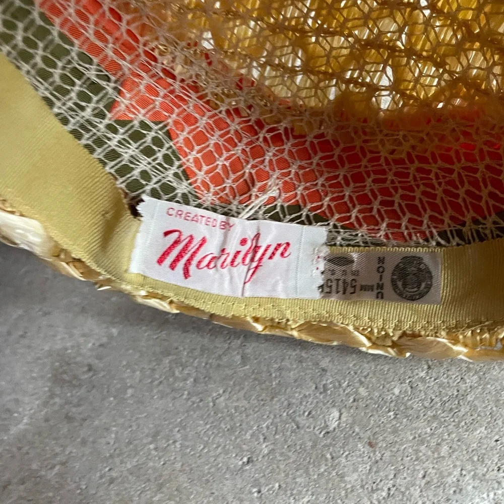 1950s Created by Marilyn Floral‎ Straw Hat - Picture 5 of 6